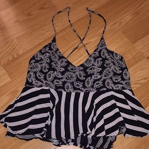 Topshop| racerback, paisley and stripe croptop